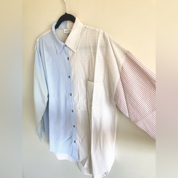 ACOA Striped Color Block Button Down Long Sleeved Shirt NWT From Buckle - Picture 4 of 16